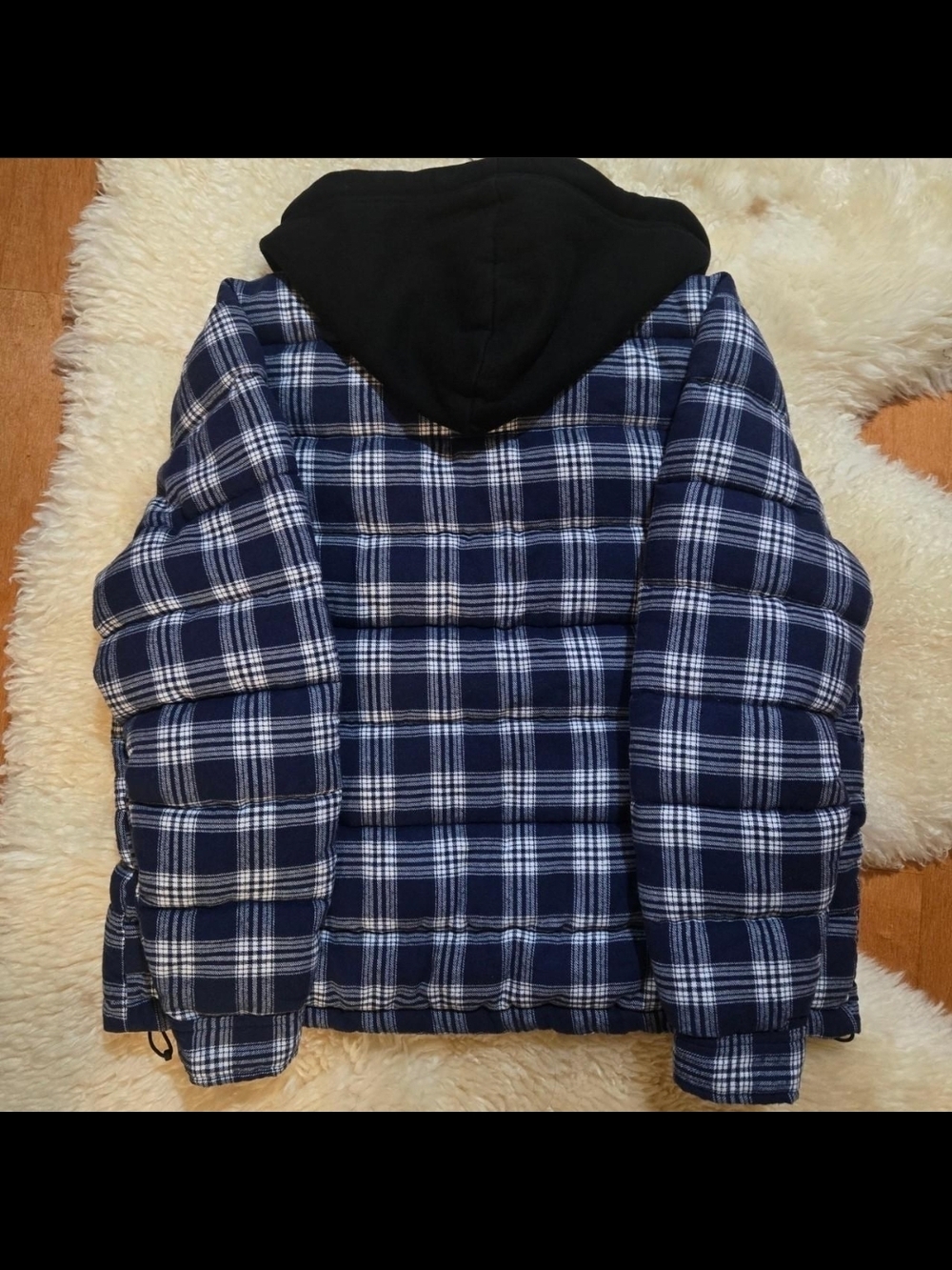Kith quilted Plaid Puffer Jacket w/ Hood Layered Style Button Front Size L - Picture 6 of 8